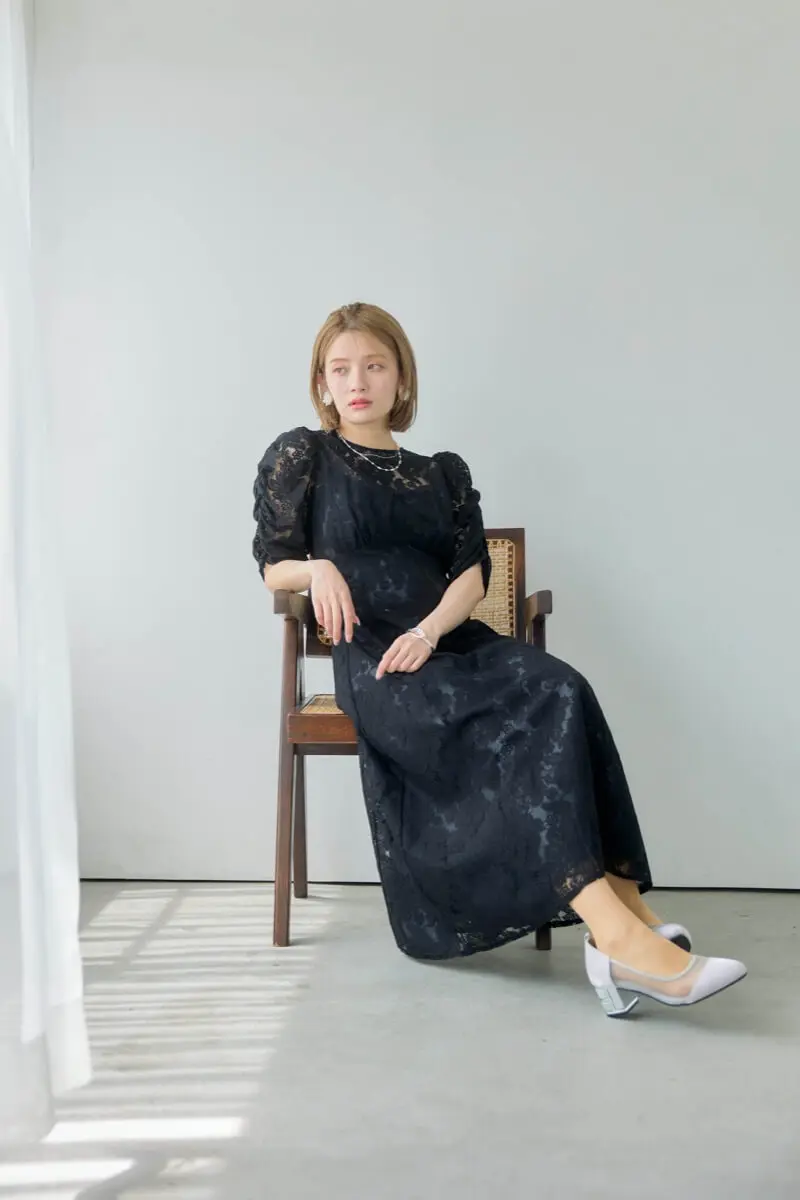 ブラックの総レースダブルバックリボンドレス | Dorry doll | M | 結婚