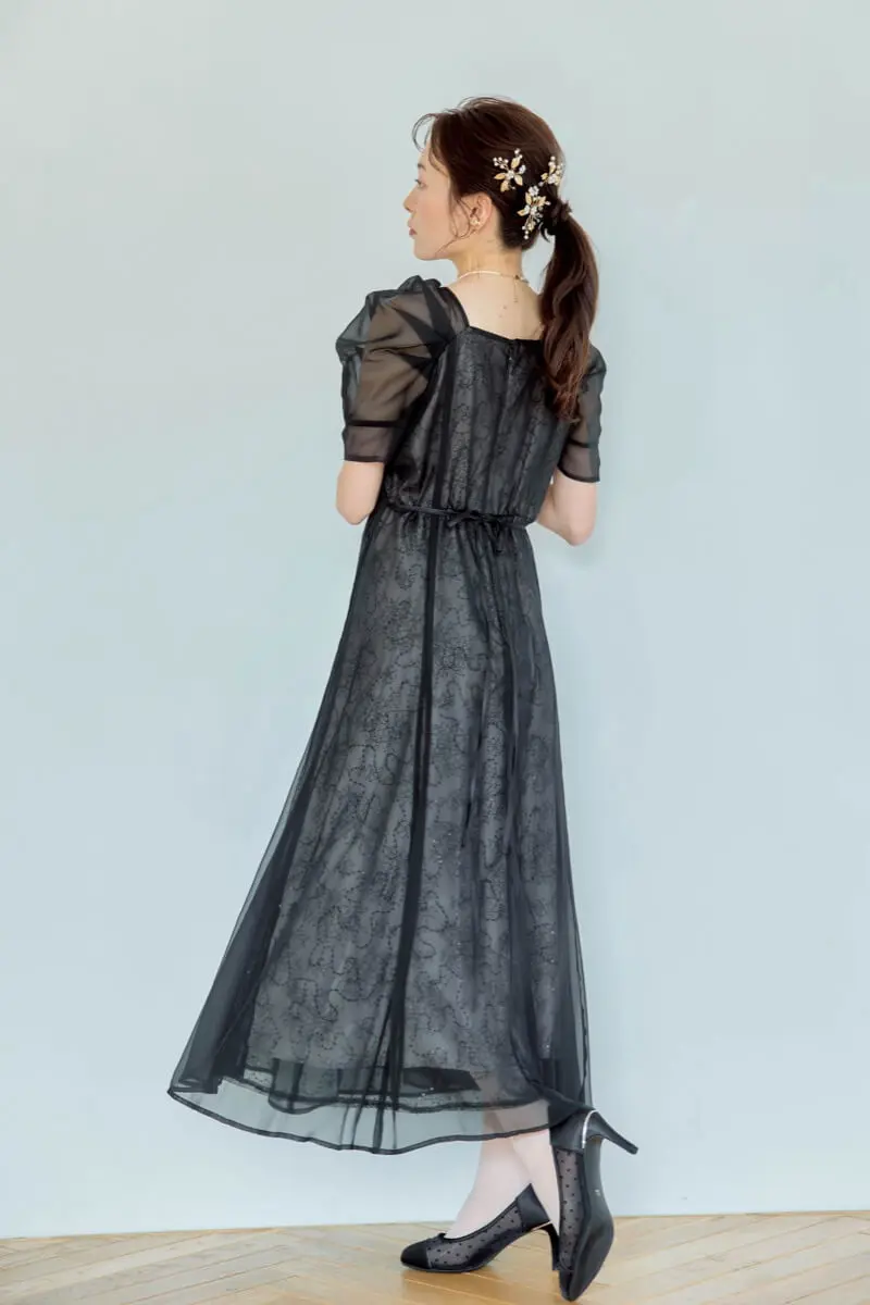 ブラックのオーガンジースパンコールドレス | Dorry doll | M | 結婚式