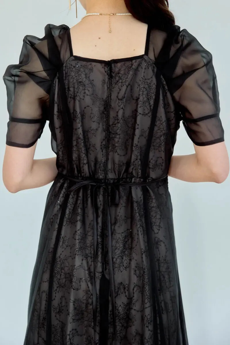 ★新品★BO•Dre ブラックのオーガンジースパンコールドレス　結婚式 ☆新品タグ付き☆ドリードール ブラックのオーガンジー