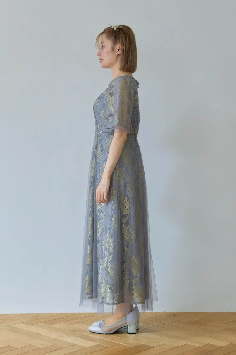 ブルーのラメジャガードドレス | Dorry doll | M | 結婚式パーティーの