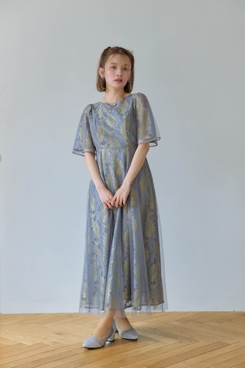 ブルーのラメジャガードドレスの商品画像7