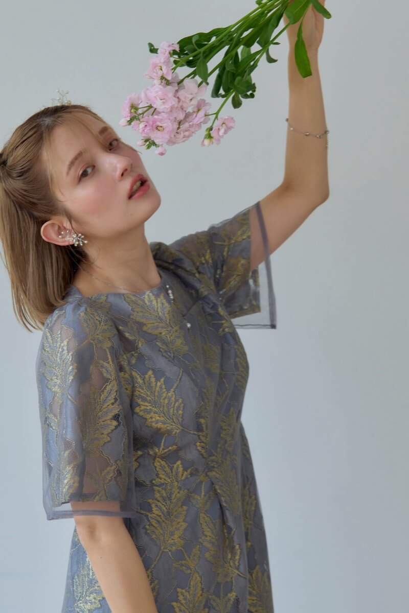 ブルーのラメジャガードドレスの商品画像8