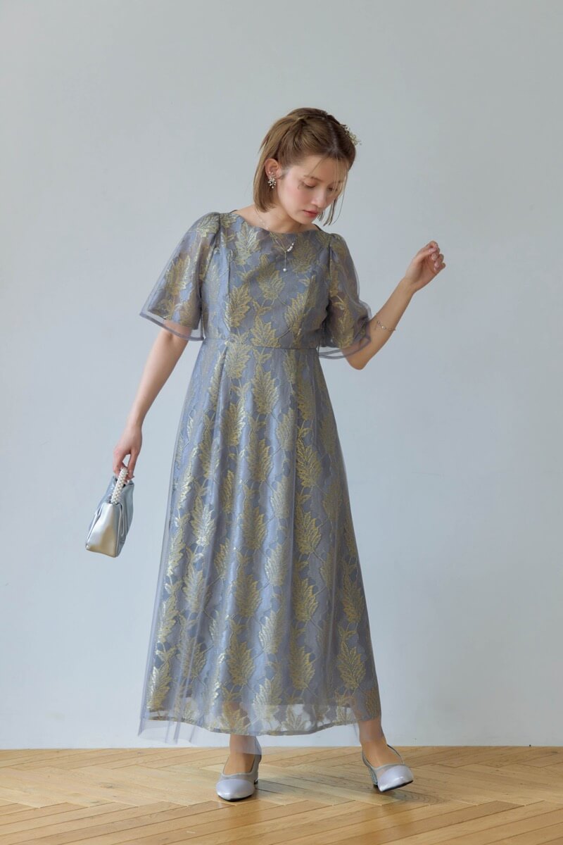 ブルーのラメジャガードドレスの商品画像9
