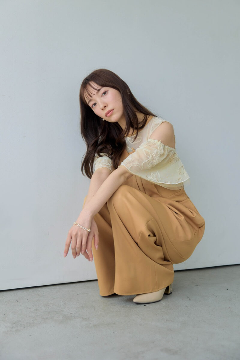 キャメルの2wayフリンジレースドレスの商品画像10
