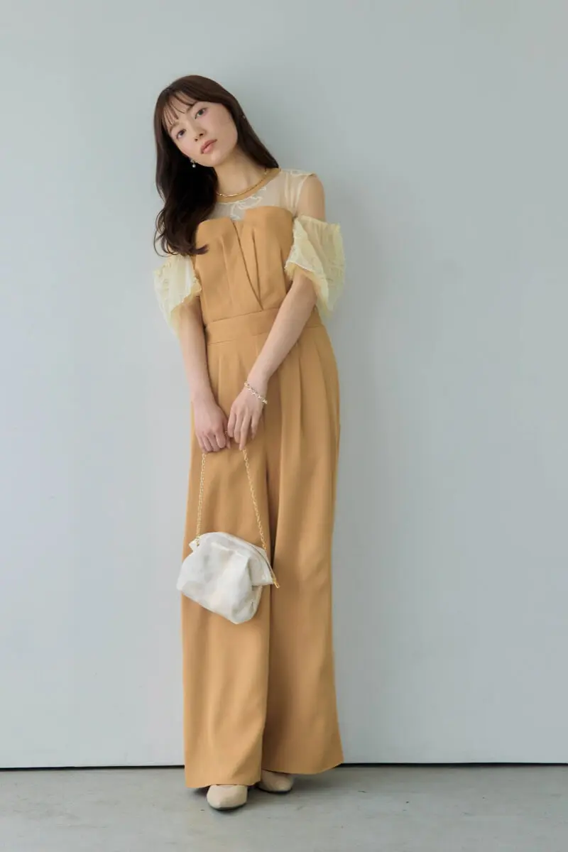 キャメルの2wayフリンジレースドレス | darial | M | 結婚式パーティー