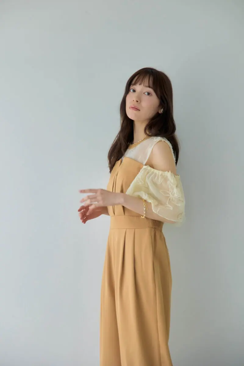 キャメルの2wayフリンジレースドレス | darial | M | 結婚式パーティー
