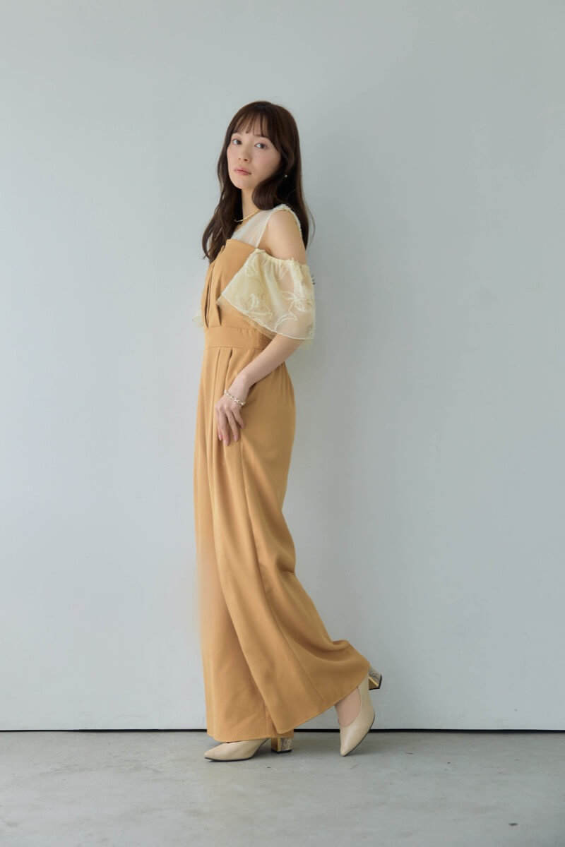 キャメルの2wayフリンジレースドレスの商品画像8