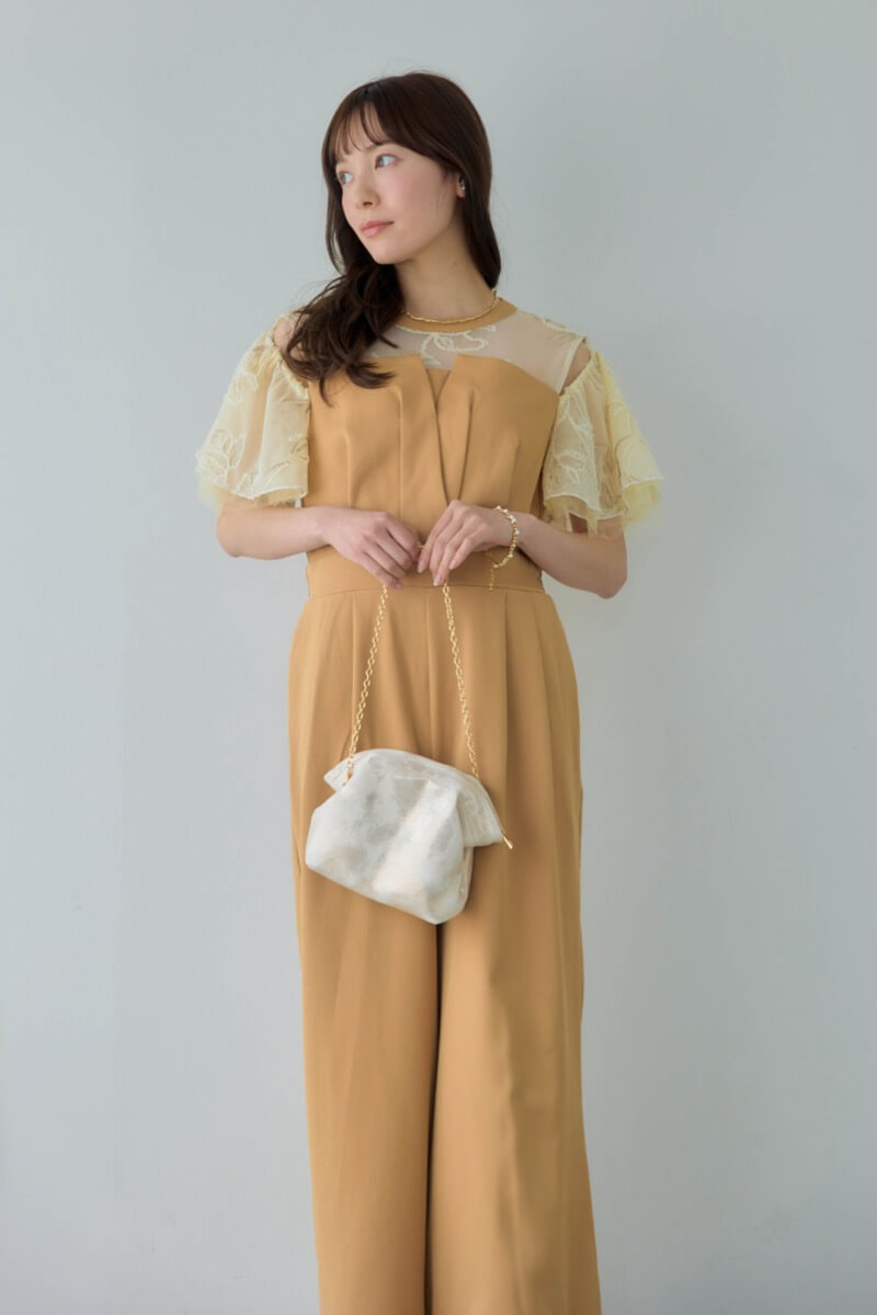 キャメルの2wayフリンジレースドレスの商品画像9
