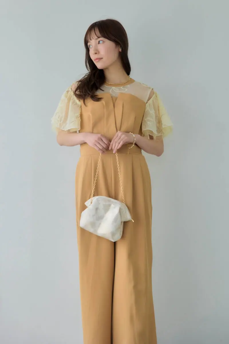 キャメルの2wayフリンジレースドレス | darial | M | 結婚式パーティー