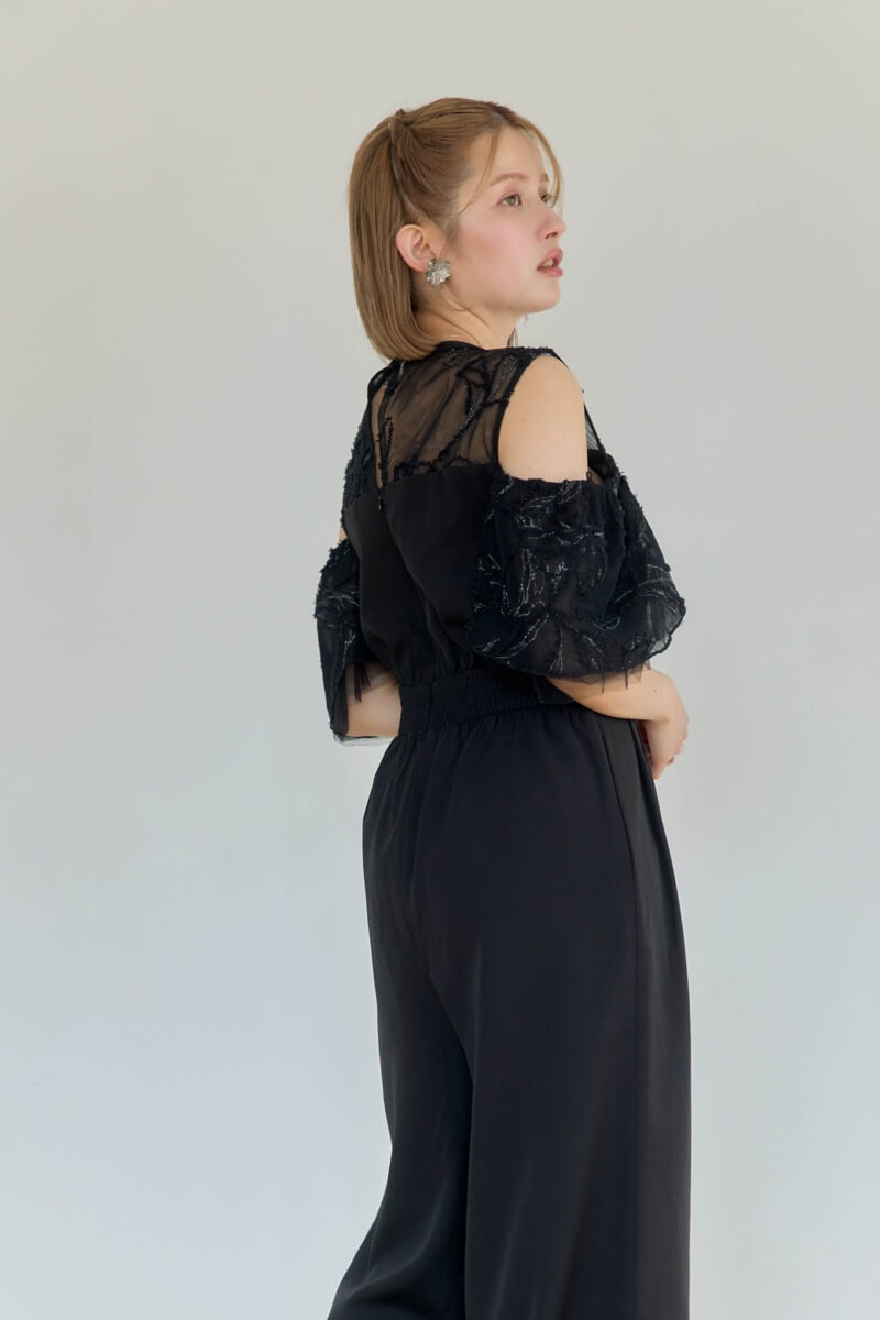 ブラックの2wayフリンジレースドレスの商品画像10