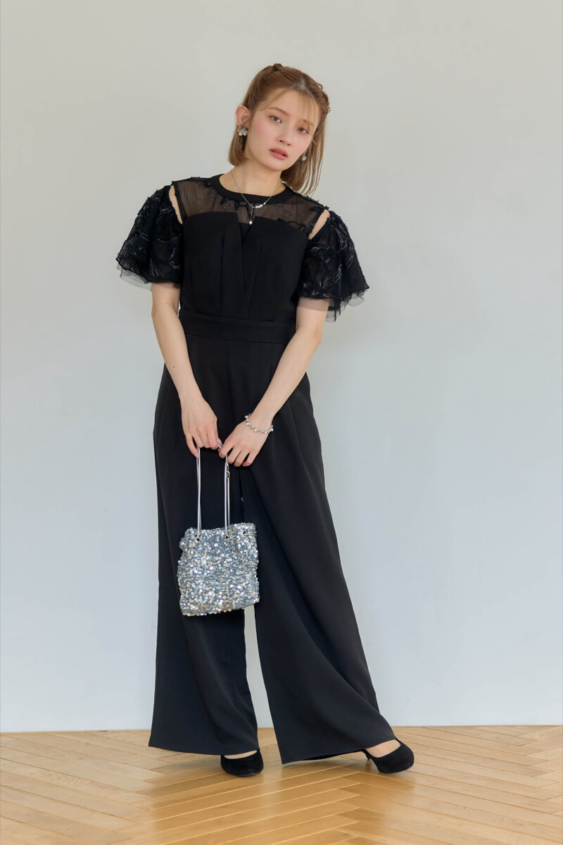 ブラックの2wayフリンジレースドレスの商品画像2