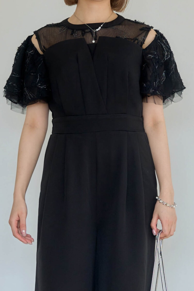 ブラックの2wayフリンジレースドレスの商品画像5