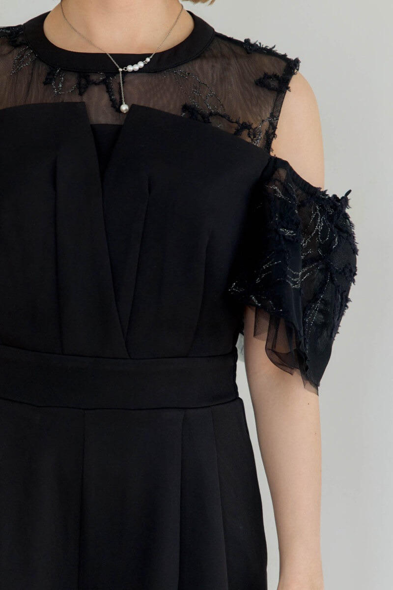 ブラックの2wayフリンジレースドレスの商品画像7