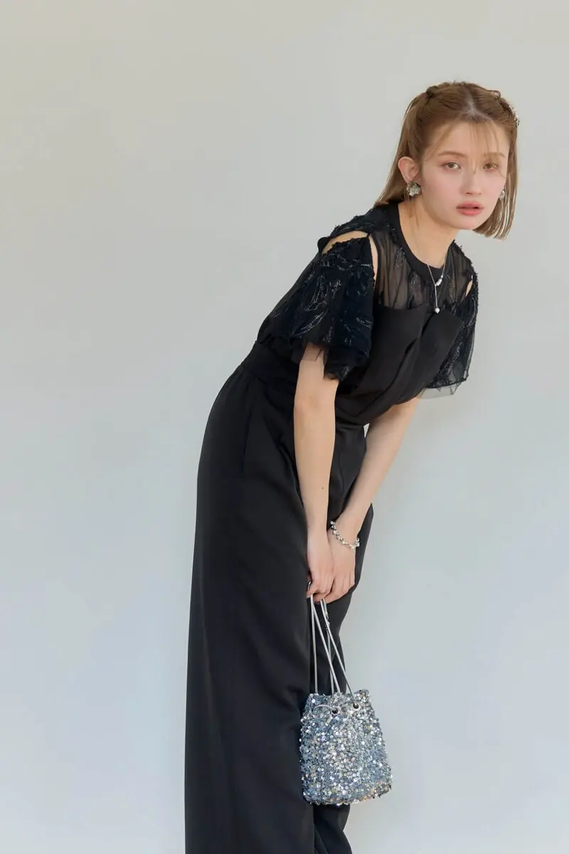 ブラックの2wayフリンジレースドレス | darial | M | 結婚式パーティー