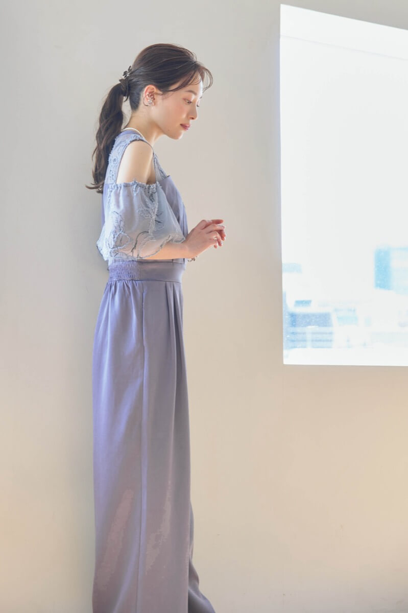 ブルーの2wayフリンジレースドレスの商品画像11