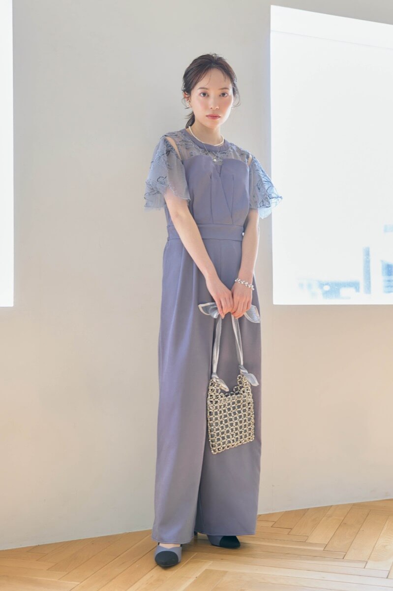 ブルーの2wayフリンジレースドレスの商品画像12