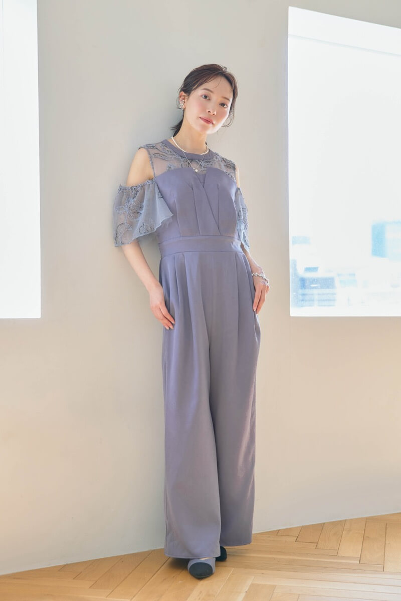 ブルーの2wayフリンジレースドレスの商品画像2