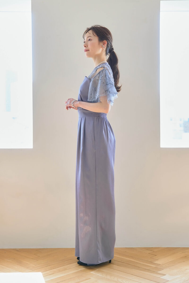 ブルーの2wayフリンジレースドレスの商品画像3