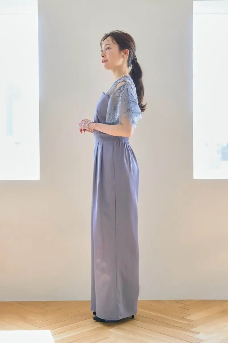 ブルーの2wayフリンジレースドレス | darial | M | 結婚式パーティーの