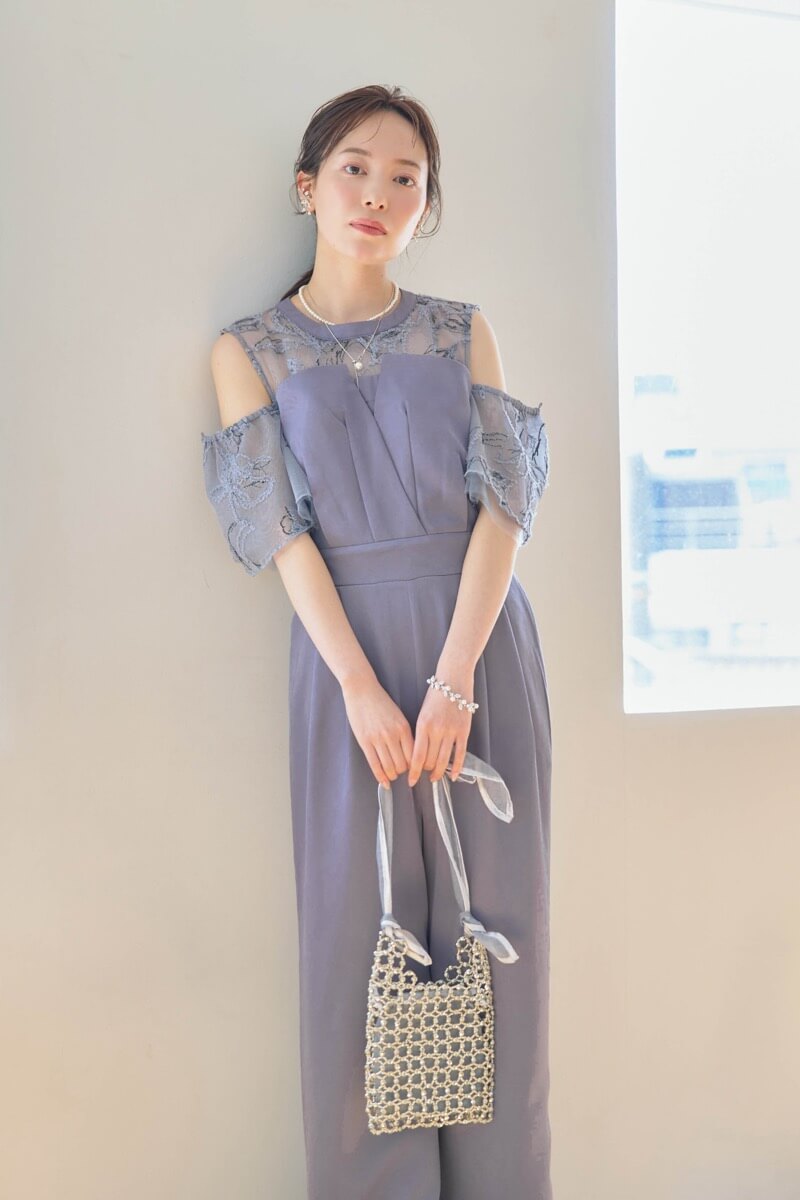 ブルーの2wayフリンジレースドレスの商品画像8