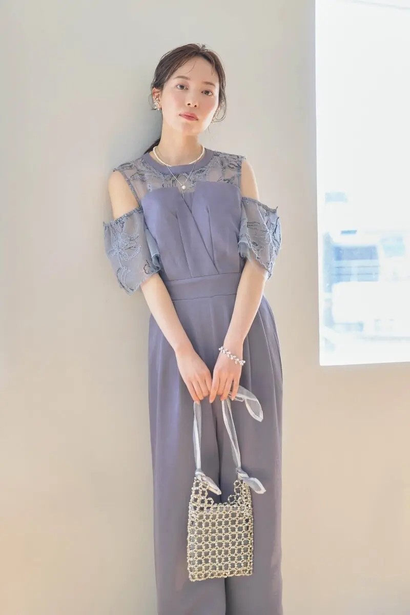ブルーの2wayフリンジレースドレス | darial | M | 結婚式パーティーの