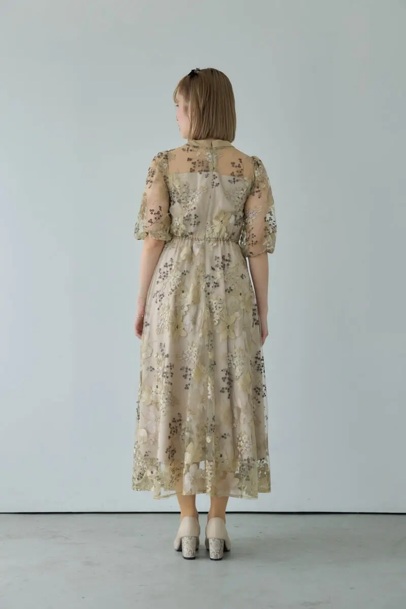 イエローのフラワーエンブロイダリードレス | Dorry doll | M | 結婚式