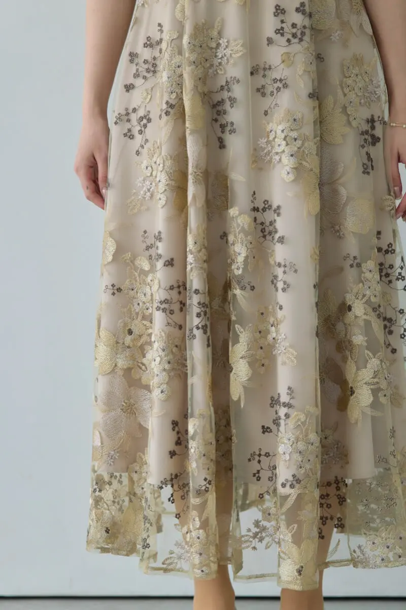 イエローのフラワーエンブロイダリードレス | Dorry doll | M | 結婚式