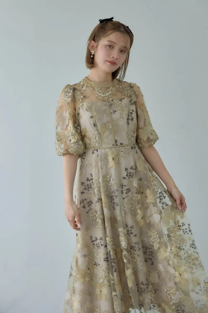 値下げ！フラワーエンブロイダリードレス結婚式同窓会DorryDoll Dorry Doll ドレス フラワーエンブロイダリードレス結婚式同窓会