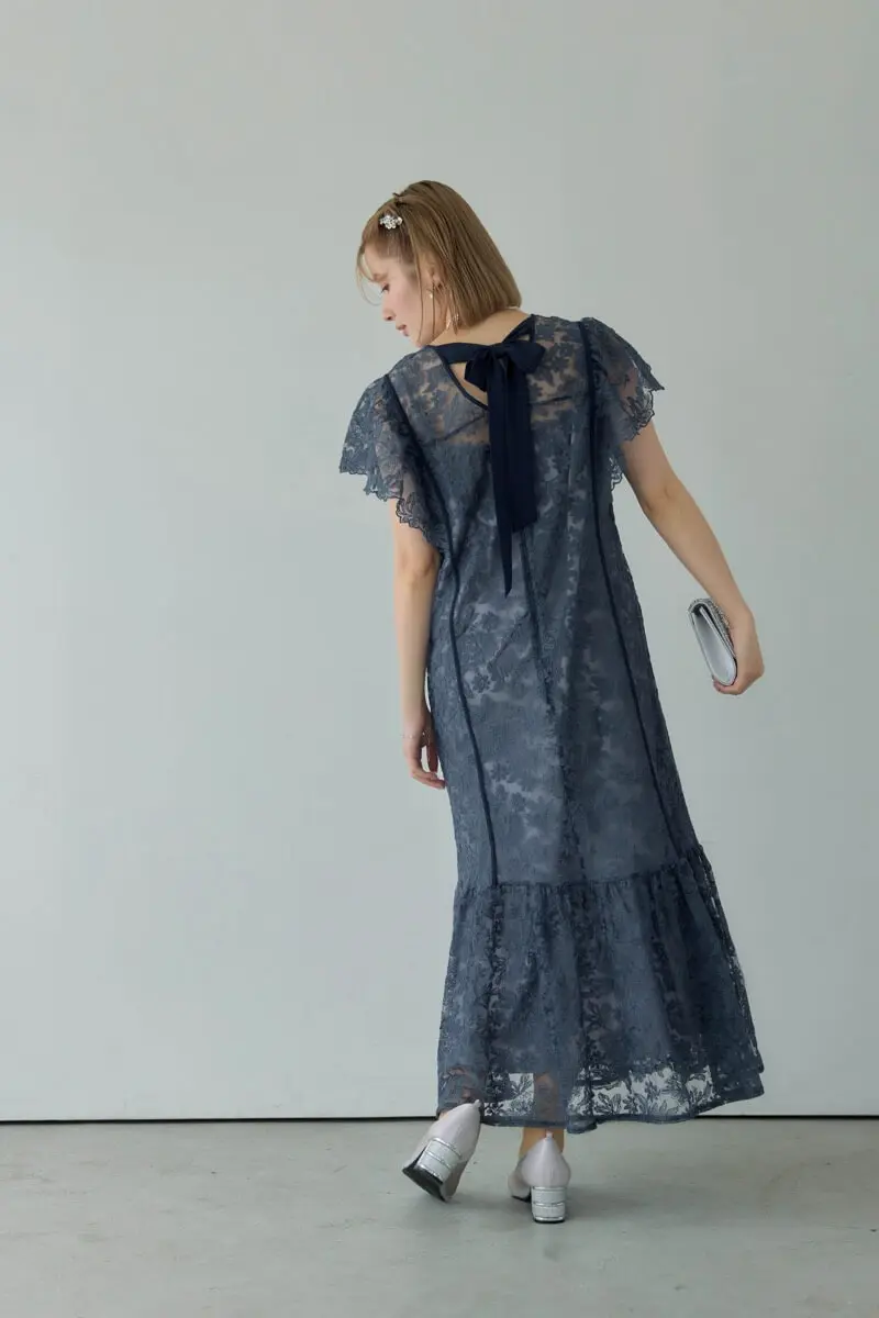 ネイビーのフラワーレースドレス | Dorry doll | M | 結婚式