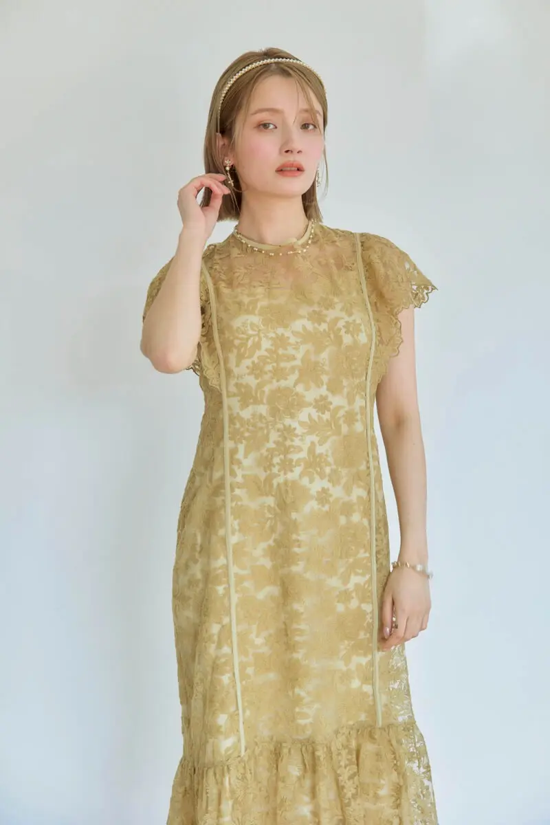 イエローのフラワーレースドレス | Dorry doll | M | 結婚式パーティー