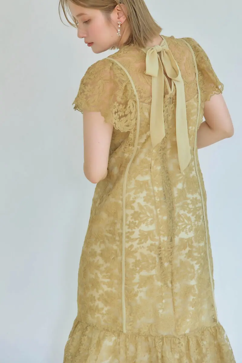 イエローのフラワーレースドレス | Dorry doll | M | 結婚式パーティー
