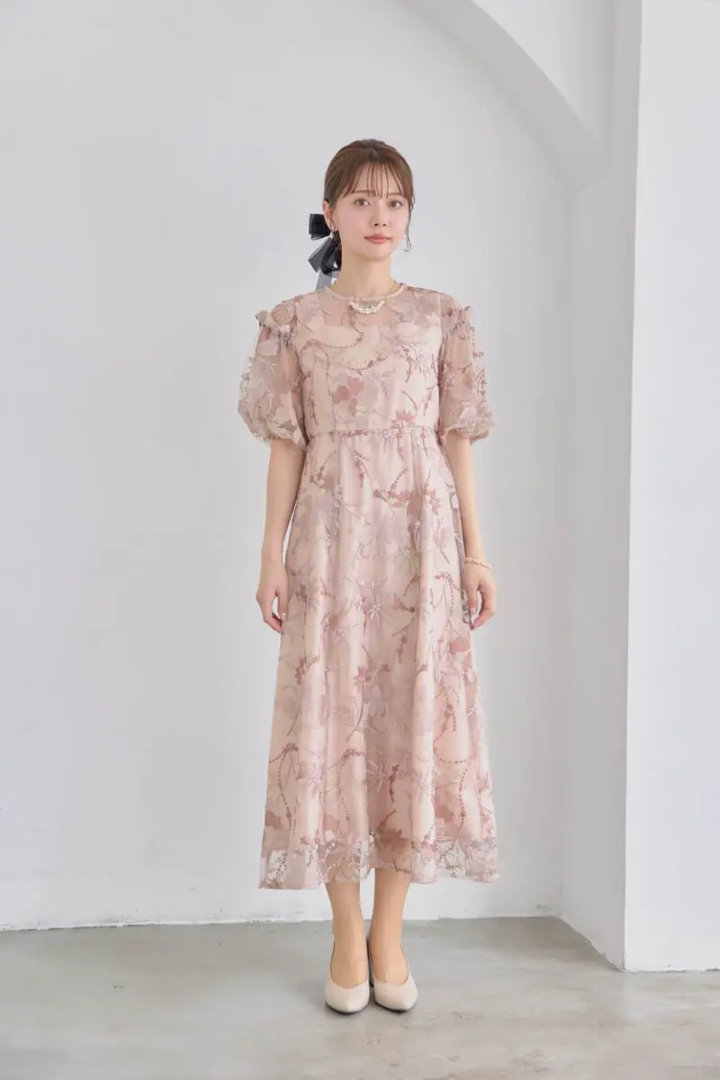 【新品】Ted Baker BRONTEI パフスリーブフレアードレス　0サイズ Ted Baker BRONTEI パフスリーブフレアードレス0サイズ