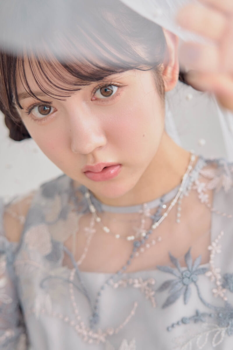 ブルーグレーのパフスリーブエンブロイダリードレスの商品画像13