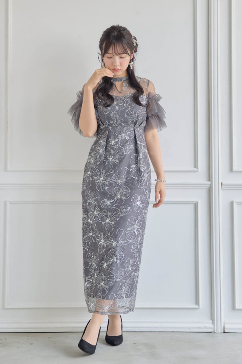 スリーブスリット刺繍レースフレアドレス ANDRÉSD 楽天市場】【公式】 ANDRESD アンドレスド【 sleeve slit lace