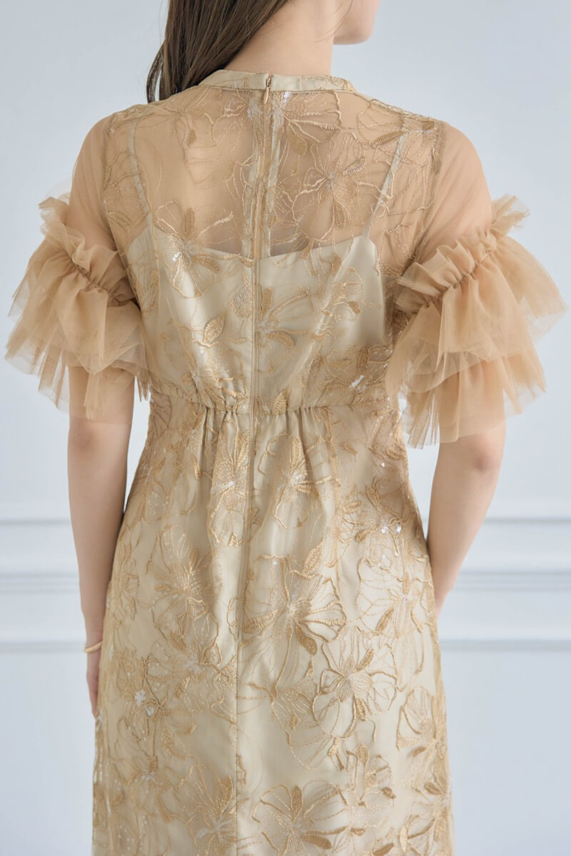 イエローのスパンコール刺繍ドレスの商品画像6