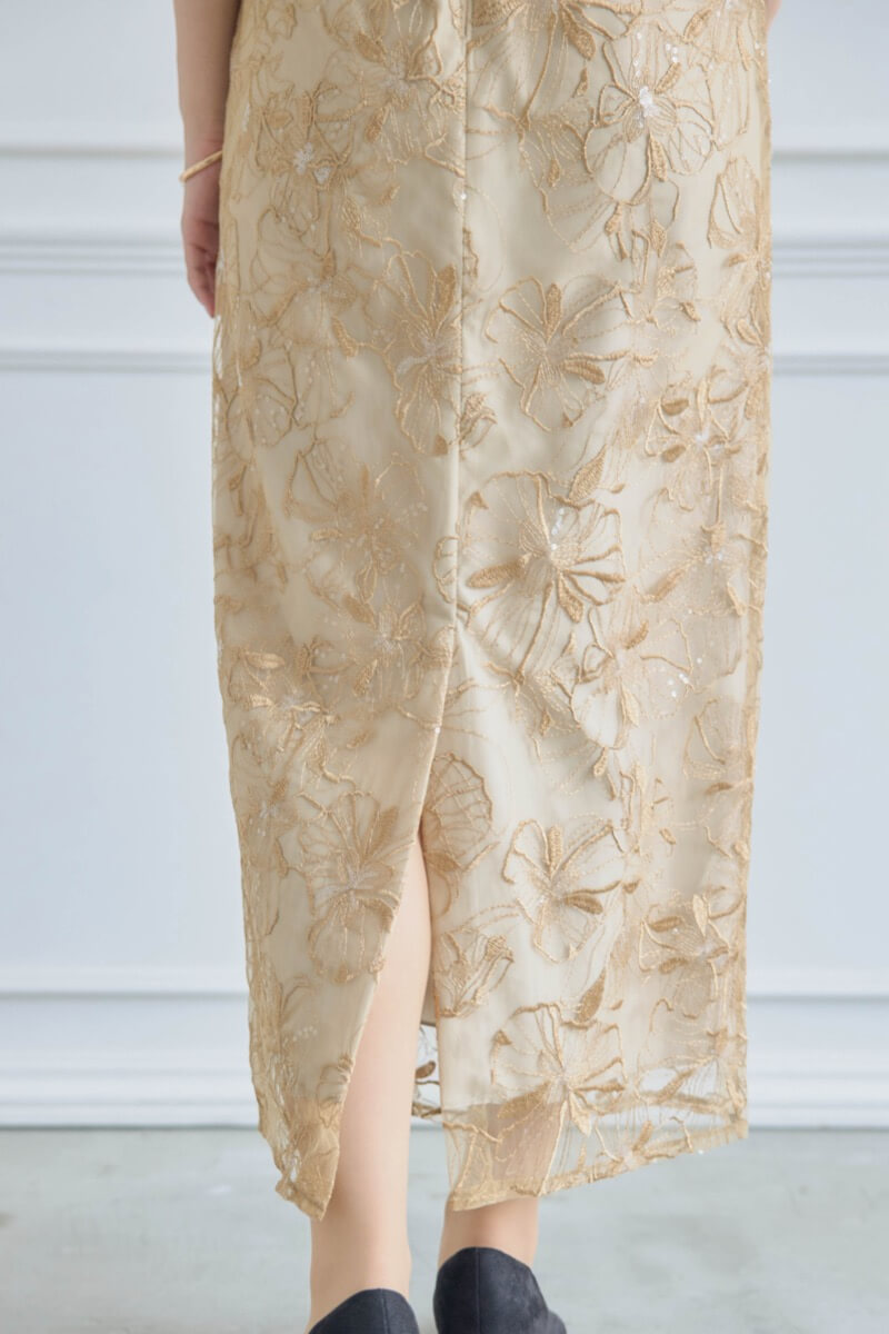 イエローのスパンコール刺繍ドレスの商品画像7