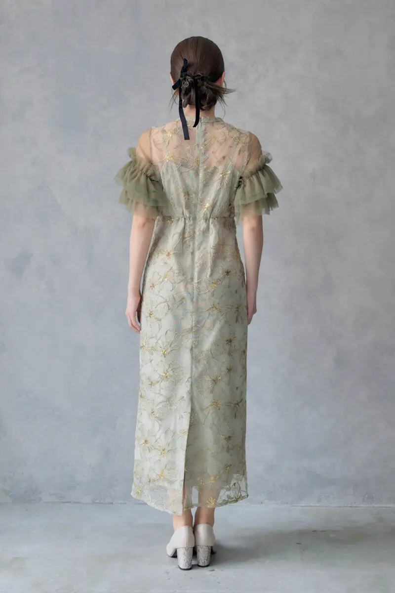 ライトグリーンのスパンコール刺繍ドレス | ANDRESD | S | 結婚式