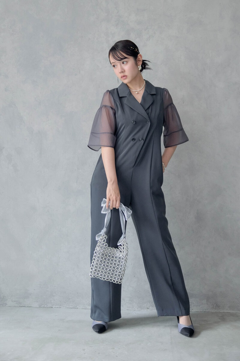 ネイビーのジャケットロンパースの商品画像1