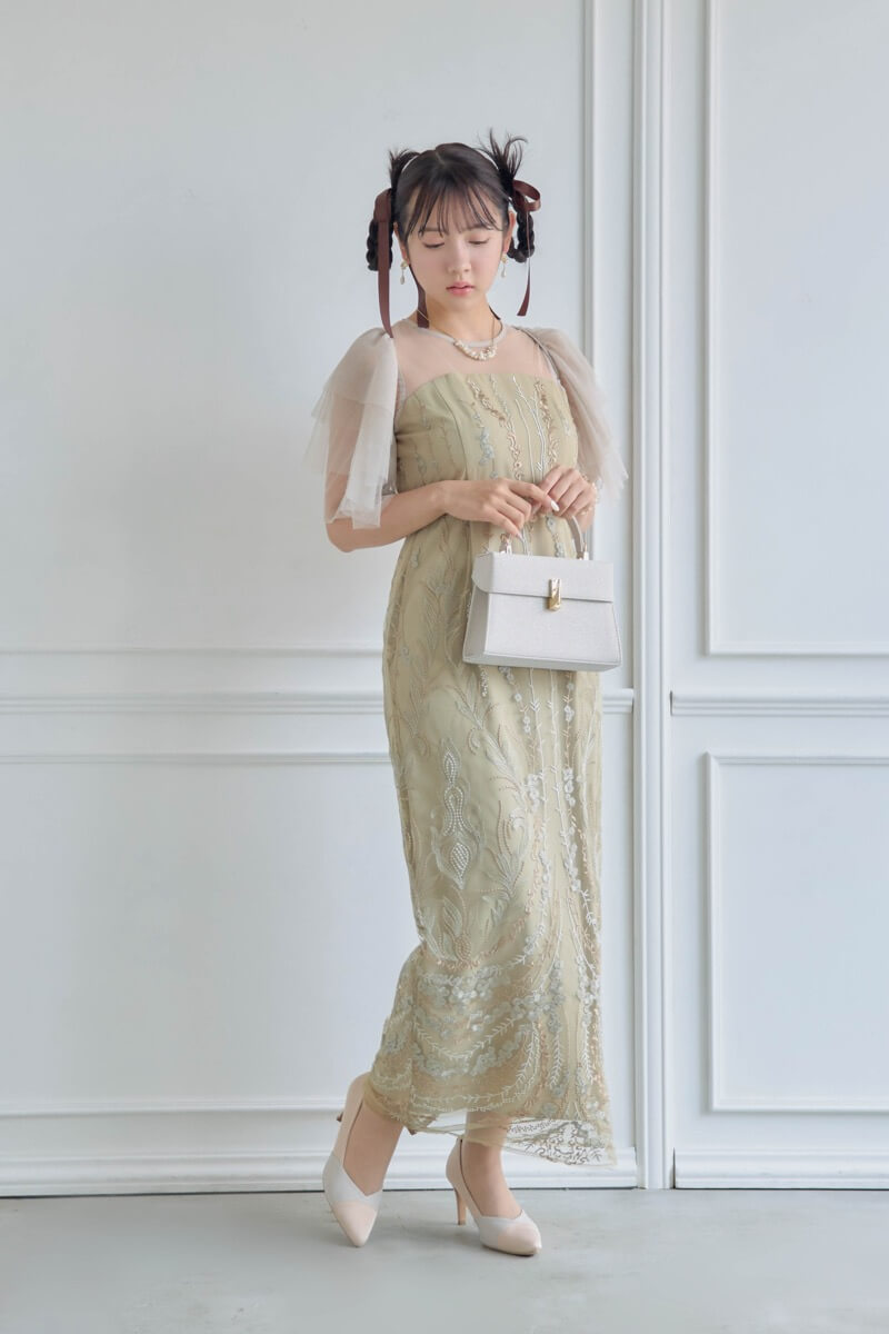 イエローのマルチケープ付きIラインドレス | Dorry doll | M