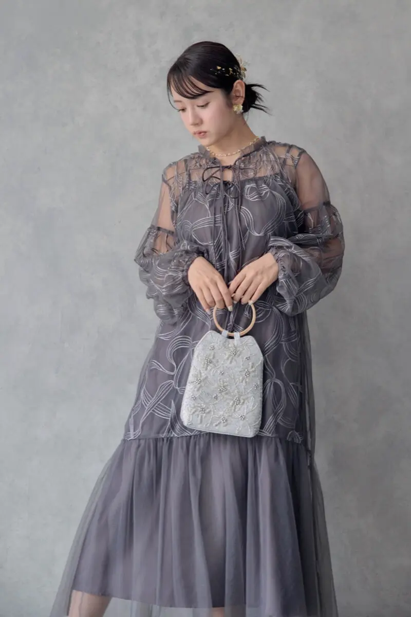 リボンエンブロイダリーレイヤードドレス　オケージョンドレス 楽天市場】リボンエンブロイダリーレイヤードドレス パーティー