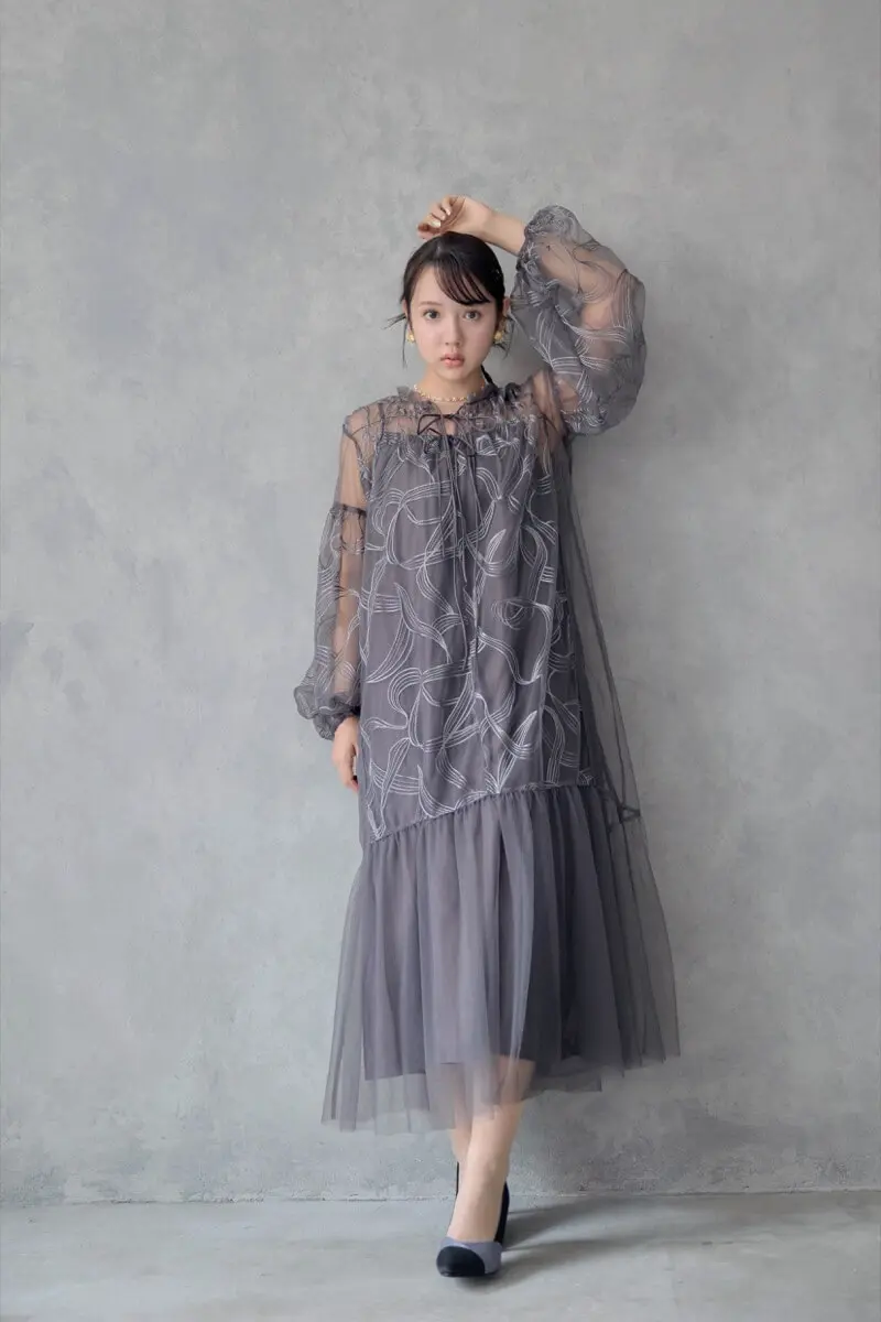 ❤️即日発送❤️DorryDoll チャコール オケージョンドレス Mサイズ 結婚式 デコルテレースペンシルドレス 結婚式お呼ばれワンピース