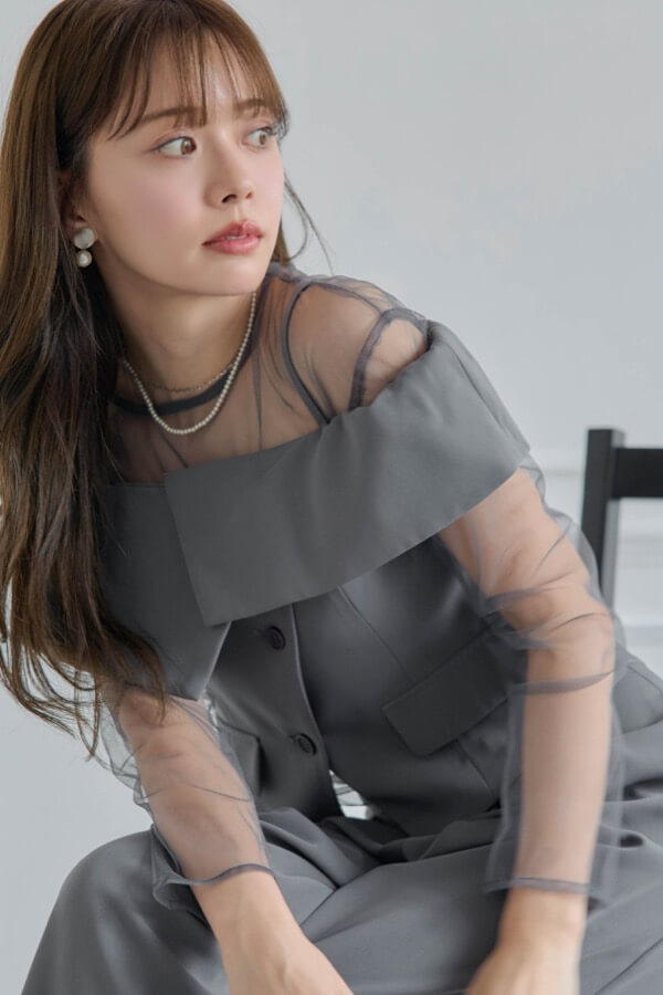 【うきたん】LE'RURE ドレス パンツ ベージュ Lサイズ LE'RURE リルアー イレギュラーカッターコンビネーションパンツ
