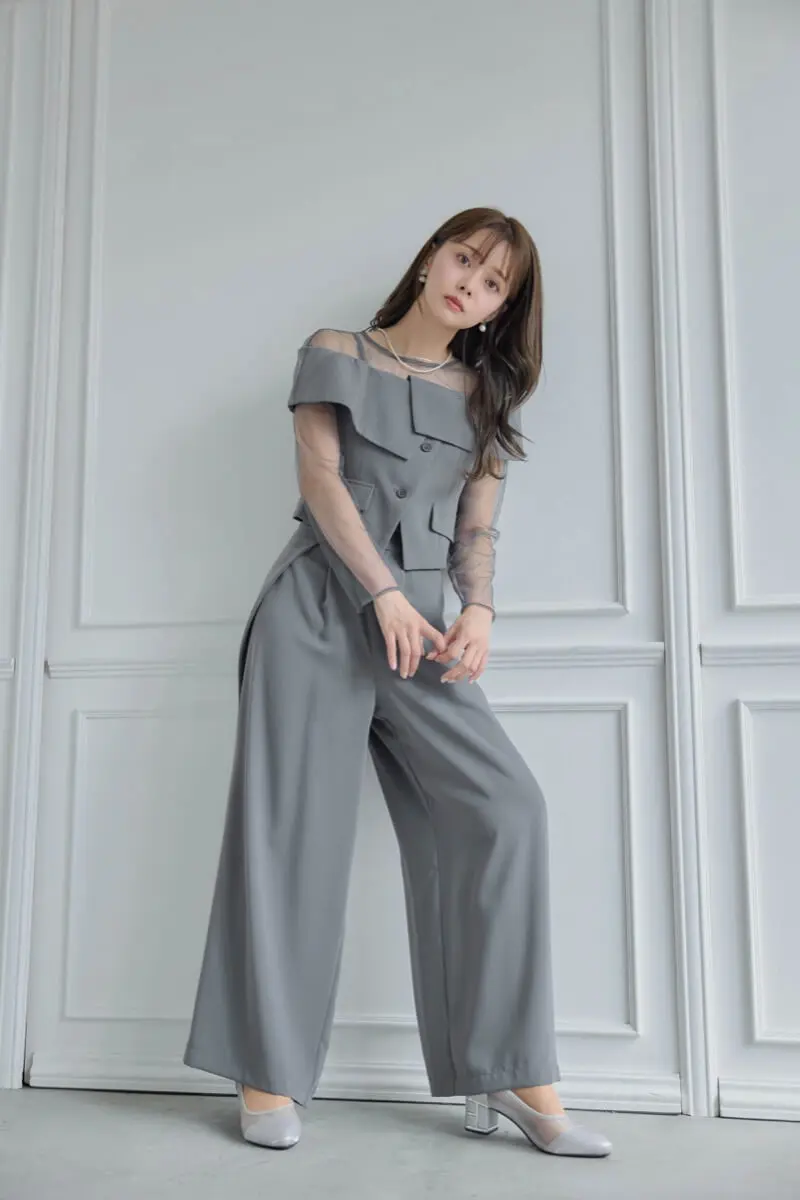 ★新品★ LE’RURE パンツドレス　結婚式　パーティー　2次会　グレー　M グレーのMulti wayトップスセットパンツドレス | LE' RURE | M