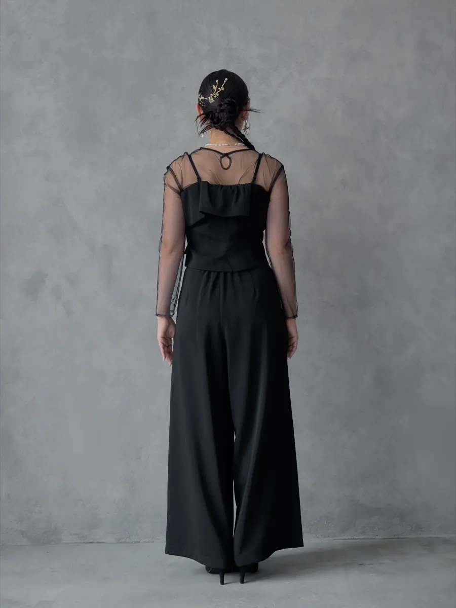 9★新品★ LE’RURE パンツドレス　結婚式　パーティー　ブラック　M ☆新品☆ LE'RURE パンツドレス結婚式パーティーM