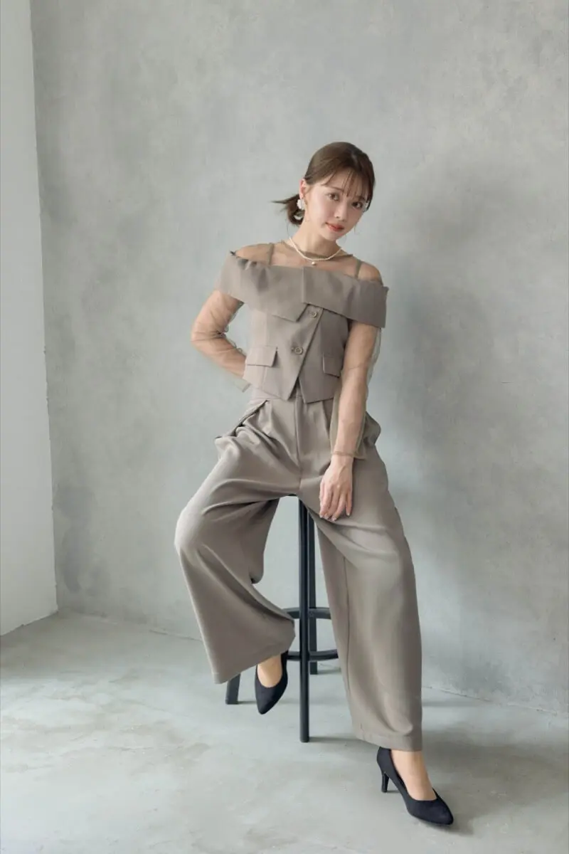 ベージュのMulti wayyトップスセットパンツドレス | LE' RURE