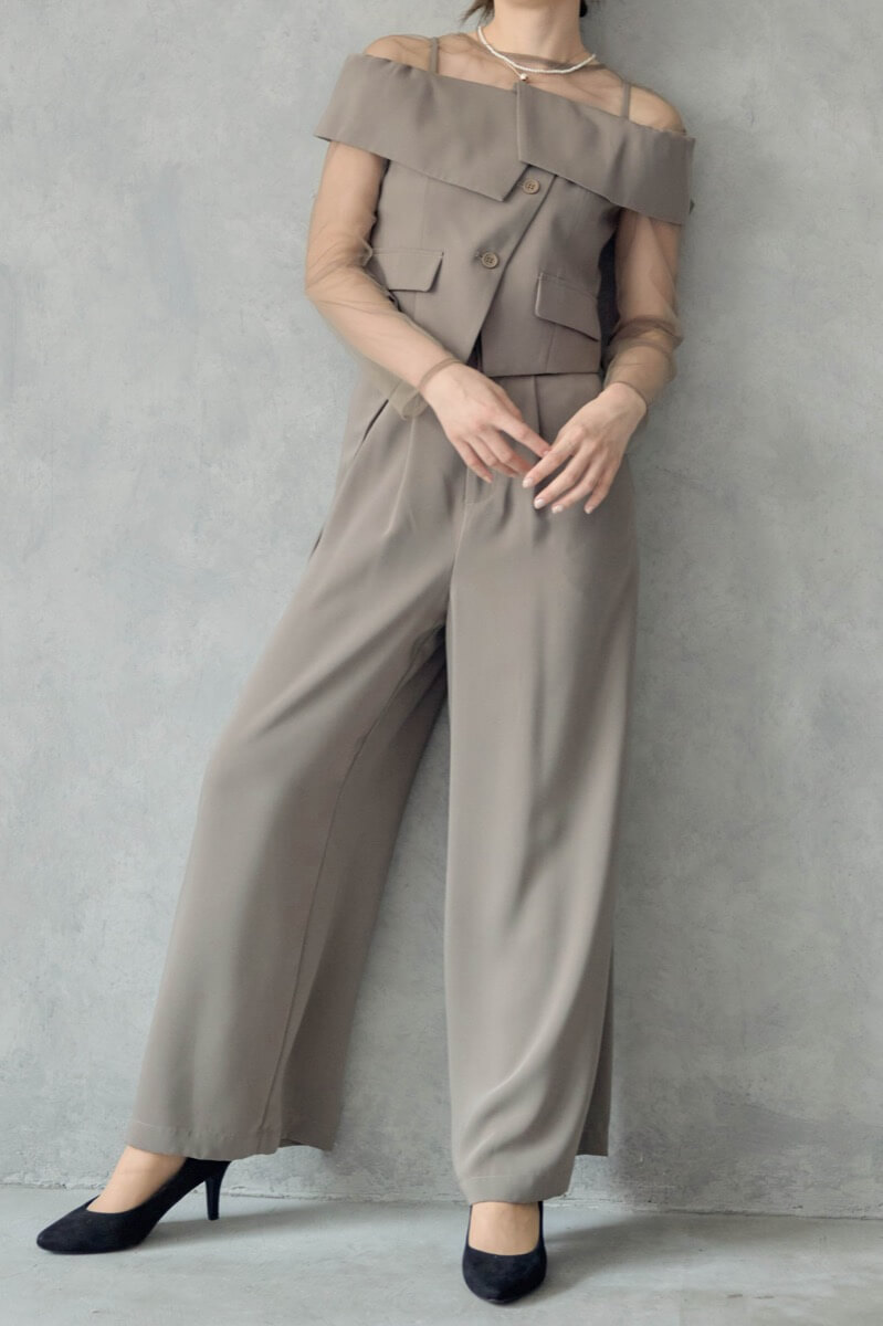 ベージュのMulti wayyトップスセットパンツドレス | LE' RURE