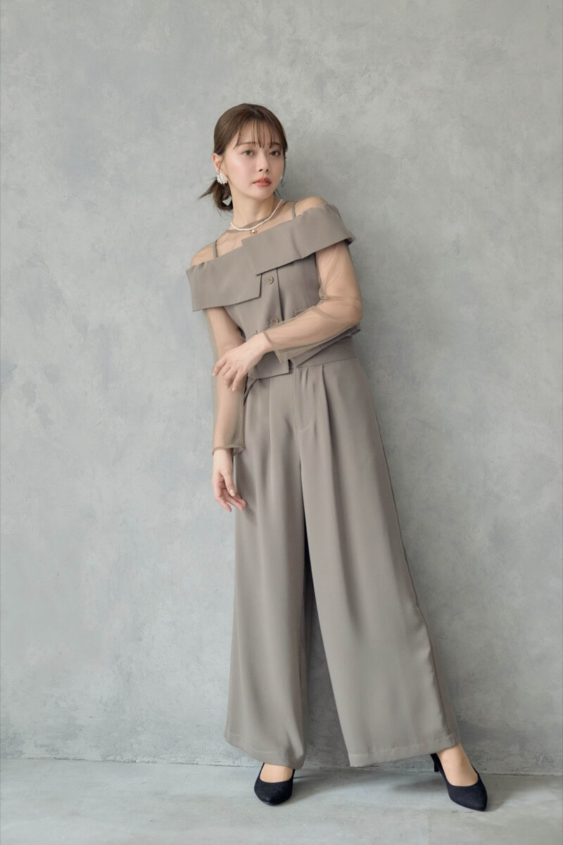 5★新品★ LE’RURE パンツドレス　結婚式パーティベージュM/Middle LE'RURE リルアー マルチウェイセットアップパンツドレス