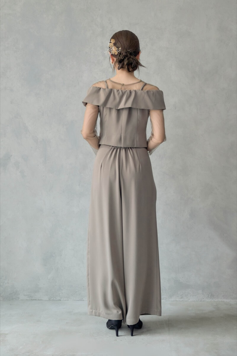 5★新品★ LE’RURE パンツドレス　結婚式パーティベージュM/Middle ベージュのMulti wayyトップスセットパンツドレス | LE' RURE