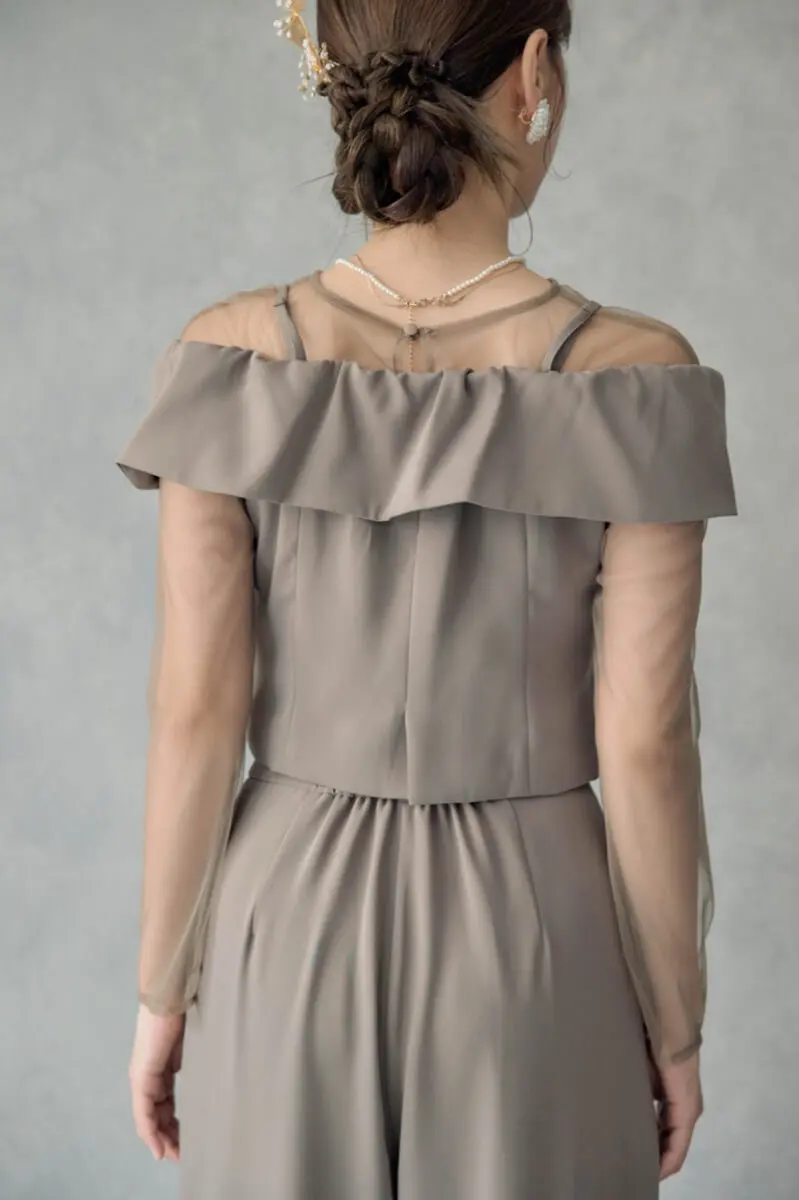 5★新品★ LE’RURE パンツドレス　結婚式パーティベージュM/Middle ドレスプラス DRESS+ 結婚式 パンツドレス セットアップ