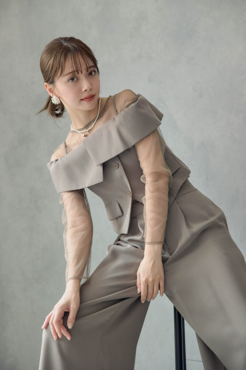 5★新品★ LE’RURE パンツドレス　結婚式パーティベージュM/Middle LE'RURE リルアー マルチウェイセットアップパンツドレス